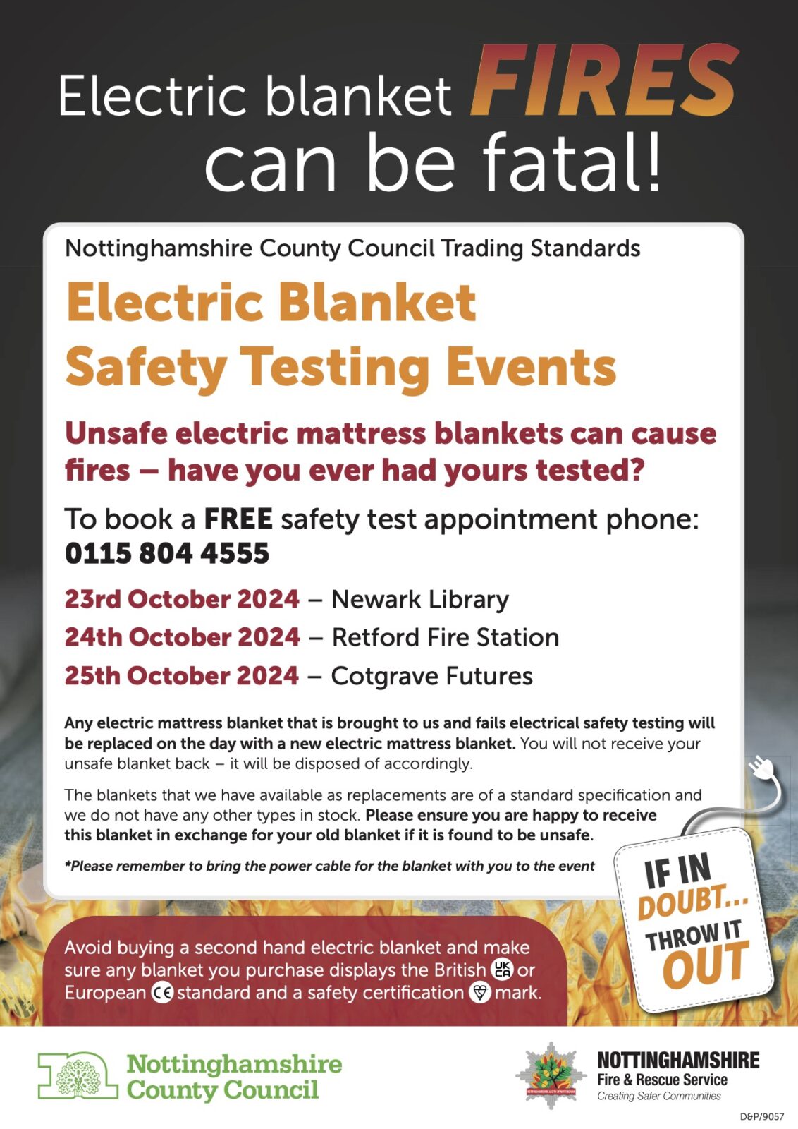Nottinghamshire Trading Standards FREE Electric Mattress Blanket
